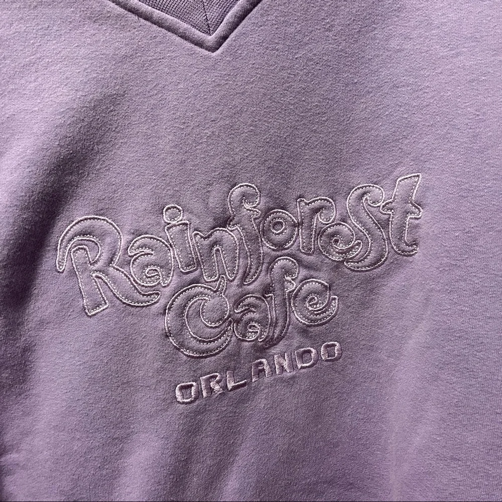 Vintage Rain Forest Cafe Orlando Purple V Neck Crewneck - Picture 5 of 5